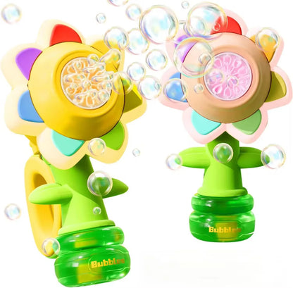 Bubble Machine for Kids Sunflower Design 3-Speed Portable Bubble Blower Toy for Parties