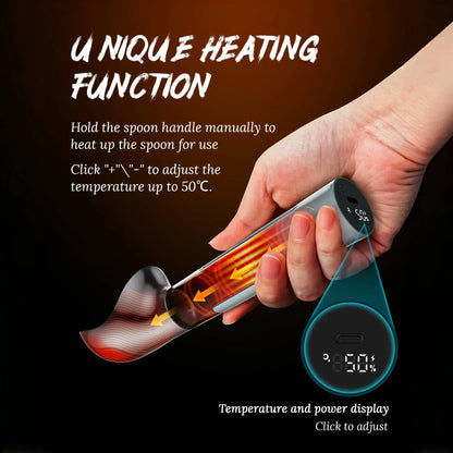 Electric Ice Cream Scoop Rechargeable Heated Spoon LED Display Holiday 2025 Gift Easy Scooping Hard Ice Cream