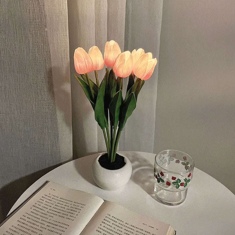 LED Night Light Tulip Table Lamp Romantic Ambient Flower Light Fall 2025 Home Decor Gift