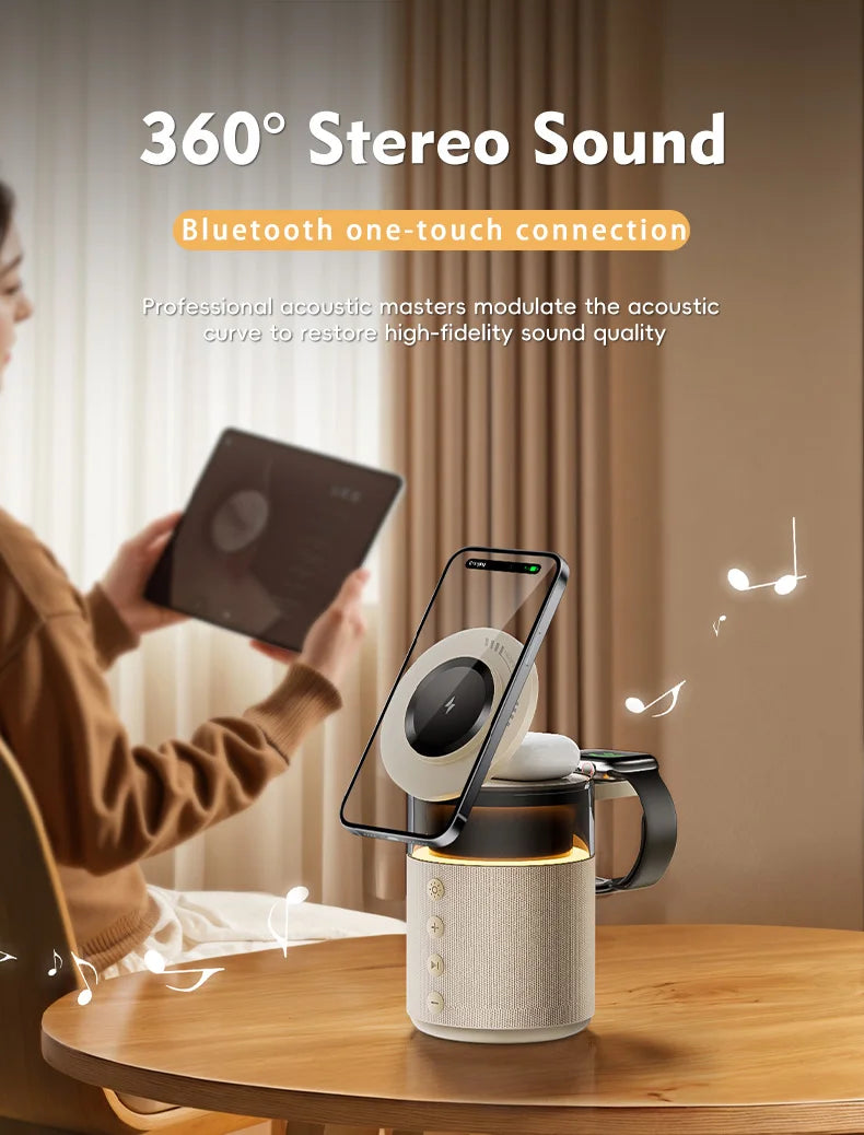 Wireless Charging Station 5 In 1 Magnetic Dock With Bluetooth Speaker Night Light Back To School 2026 Gift