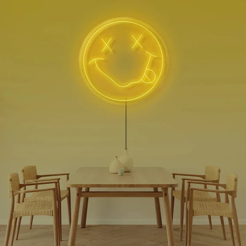 LED Neon Sign 35cm USB Powered Smile Face Wall Hanging Night Light Bedroom Decor Fall 2025 Gift