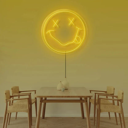 LED Neon Sign 35cm USB Powered Smile Face Wall Hanging Night Light Bedroom Decor Fall 2025 Gift