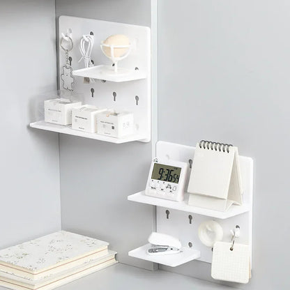 Punch-Free Wall Shelf Organizer with Home Organizers, No Drilling, Kitchen & Bedroom Pegboard Holder