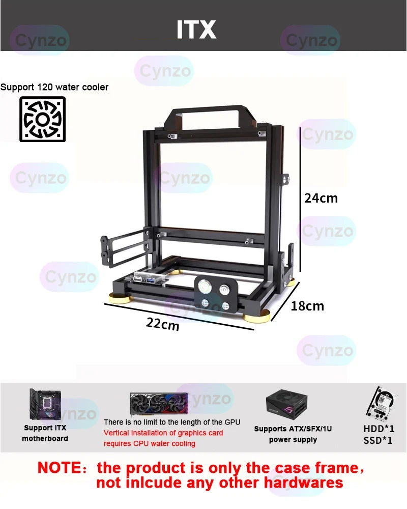 Open Frame ATX PC Case Rack Modular Water Air Cooling