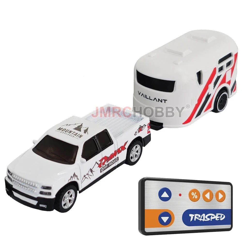 Alloy RC Car with Trailer - 2.4GHz Remote Control Mini Vehicle for Kids & Adults