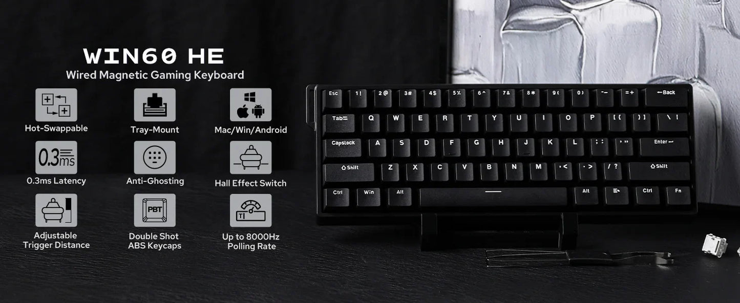 Mechanical 60 Percent Hot Swap Keyboard Aluminum RGB Hall