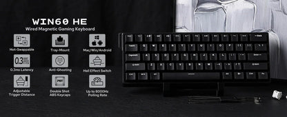 Mechanical 60 Percent Hot Swap Keyboard Aluminum RGB Hall
