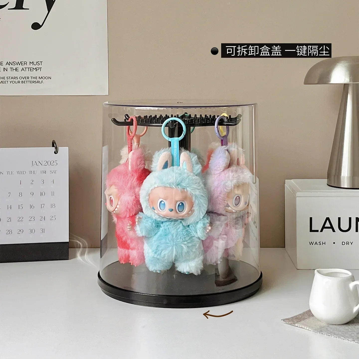 Display Case Transparent Rotating Plush Figure Stand Collector Display, Fall 2025 Dustproof Gift Idea