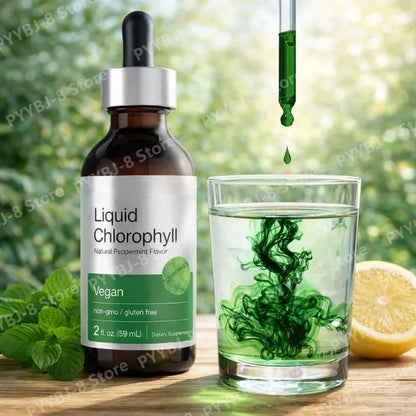 Liquid Chlorophyll Drops Mint Flavor 59 ml, Non-GMO Gluten-Free Herbal Dietary Supplement for Wellness Fall 2026 Trend