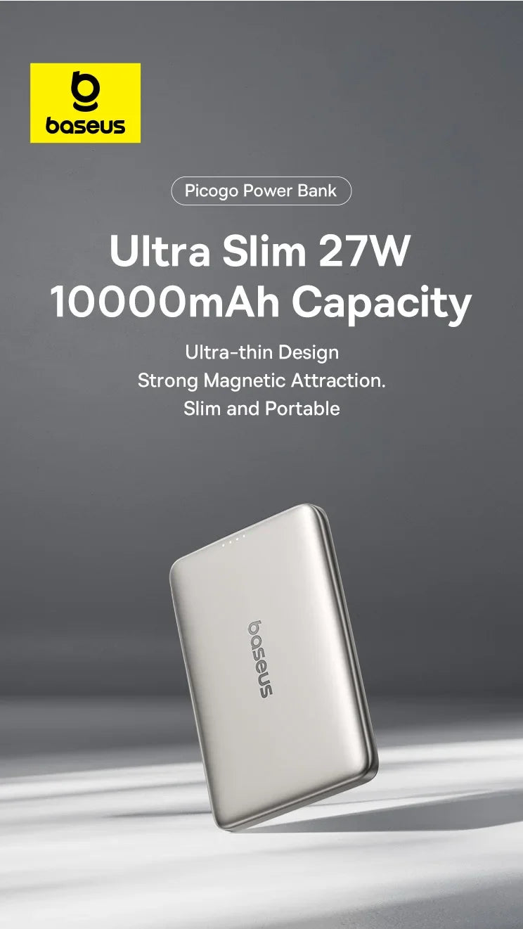 Ultra-Slim Magnetic Power Bank – Card-Sized 10000mAh PD 27W & 5000mAh PD 20W Wireless Charging 2026