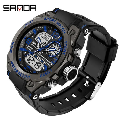 Digital Sports Watch Dual Display LED Military Style Rugged Watch Fall 2026 Water Resistant