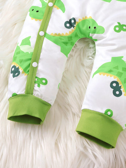 Additional gallery view 22 of baby boys bear print button-up winter romper
