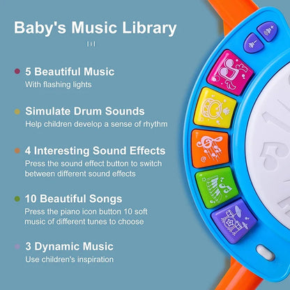 Kids Drum Set for Toddlers 1-3 with Microphone, Musical Educational Instrument Toys for Girls, Learning Activity Gifts