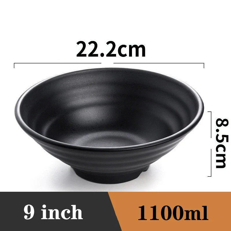 Ramen Bowl Black Plastic Japanese Style Noodle Bowl