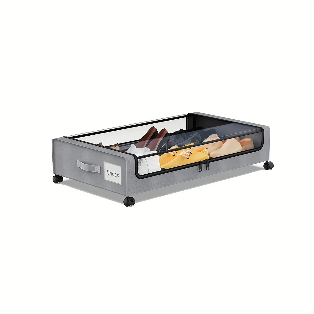 Underbed Storage Container With Wheels And Lid Pull Out Organizer Dorm Bedroom Back To School 2025 Space Saving