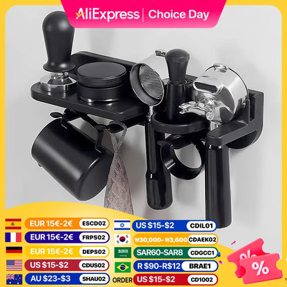 Portafilter Wall Rack Self Adhesive Espresso Holder Fits 51mm 54mm 58mm Coffee Setup Fall 2025 Space Saving Organizer