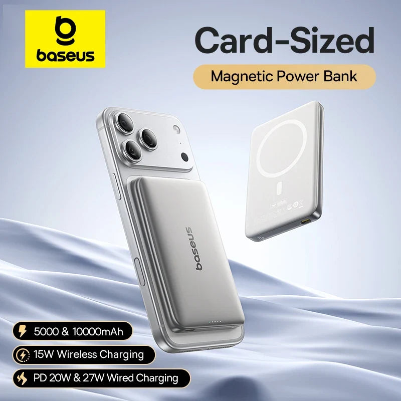 Ultra-Slim Magnetic Power Bank – Card-Sized 10000mAh PD 27W & 5000mAh PD 20W Wireless Charging 2026