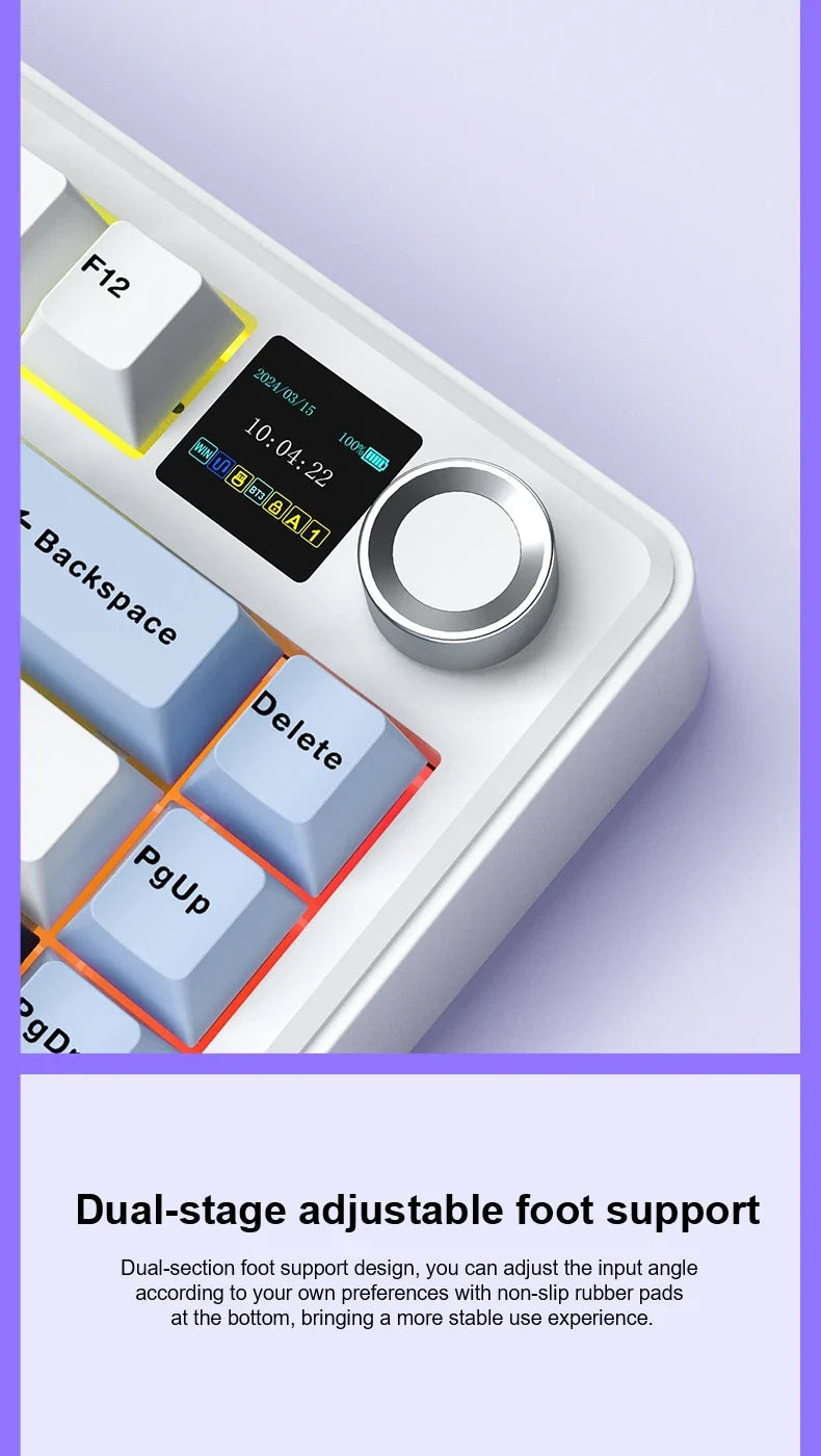 Gaming Mechanical Keyboard 75% Hot Swap RGB TFT Wireless