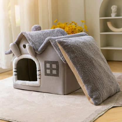 Cat Bed Foldable Cave House Plush Kennel Winter 2025 Cozy Washable Hideaway For Small Dogs And Cats