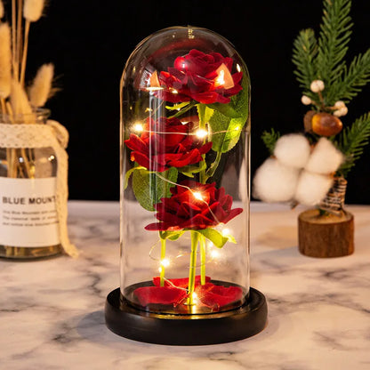 LED Rose Glass Cover Ornament - Romantic Valentine's Day Gift and Wedding Decor