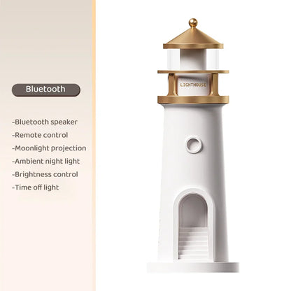Moon Projection Light Lighthouse Desktop Night Lamp Dimmable Bluetooth Speaker Motion Sensor Holiday 2025 Gift