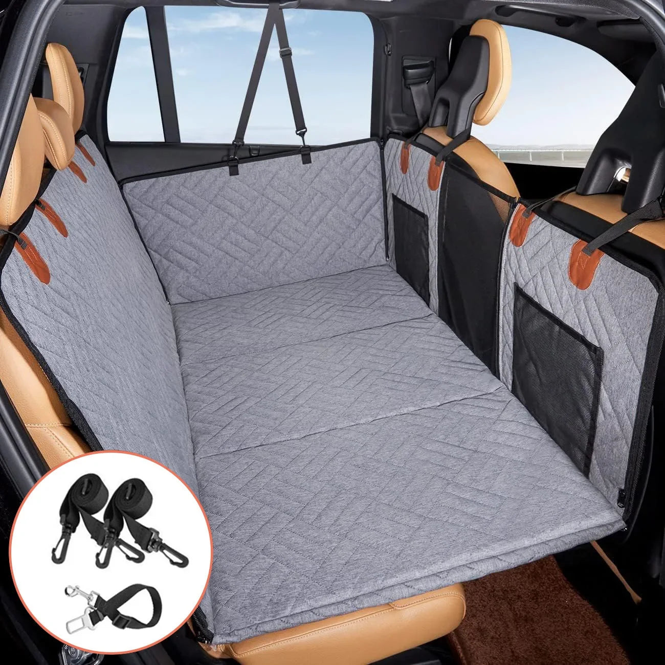 Waterproof Pet Car Seat Cover - Non-Slip Scratch-Proof Hammock Back Seat Protector for Dogs
