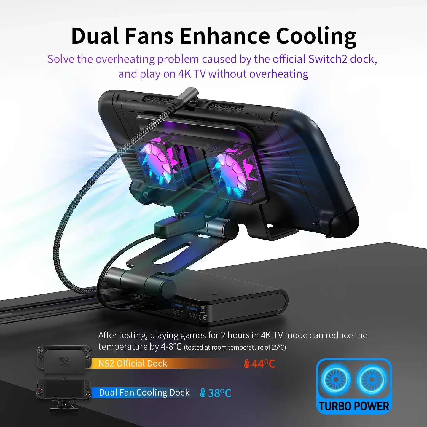 Docking Station 100W With Dual Fans 4K HDMI Gaming Dock