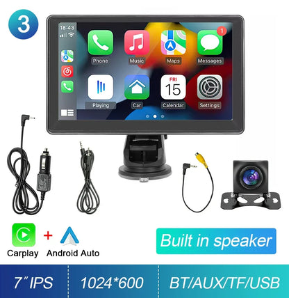 Car Stereo 7-Inch IPS Touchscreen With CarPlay Android Auto, GPS Navigation, WiFi, Rear View Camera