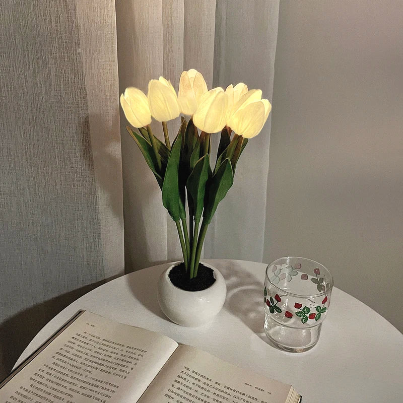 LED Night Light Tulip Table Lamp Romantic Ambient Flower Light Fall 2025 Home Decor Gift
