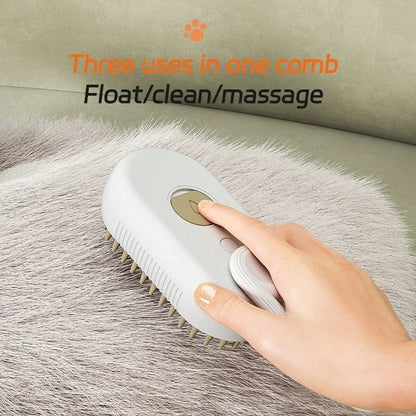 3 In1 Dog Cat Steamy Brush Spray Massage - Bath Brush & Hair Removal Tool