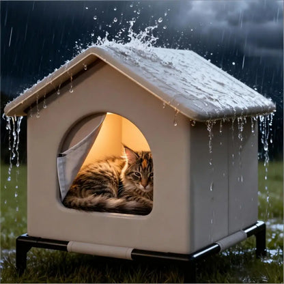 Cat House Waterproof Winter Warm Shelter Foldable Outdoor Pet Cave Bed For Cats And Small Dogs