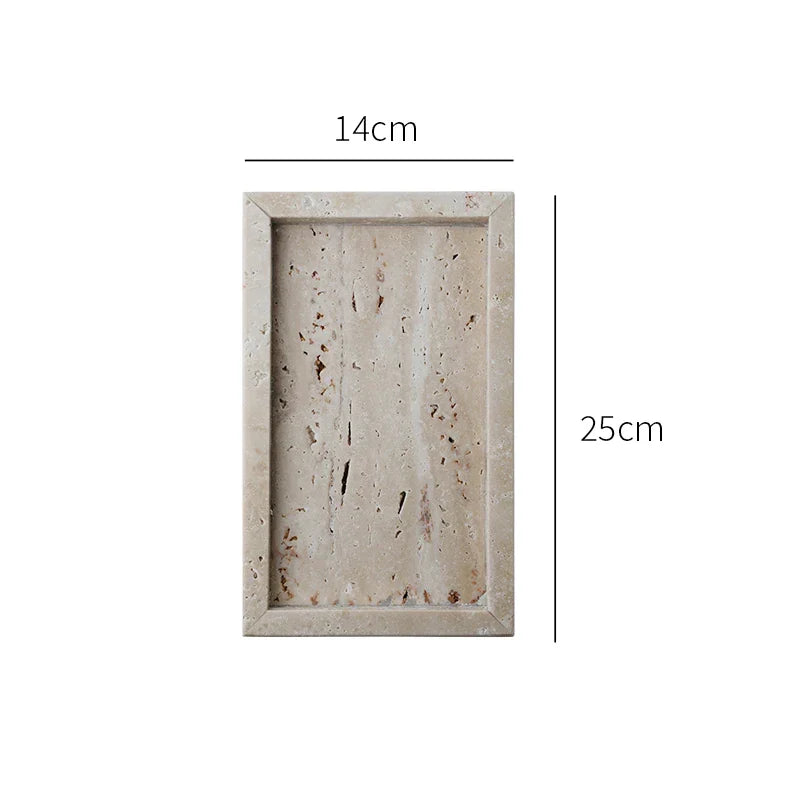 Vanity Tray Travertine Stone Minimalist Marble Style Tray Beige Organizer Fall 2025 Coffee Table Decor Gift