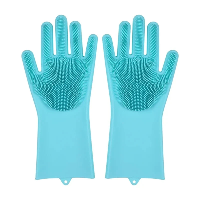 Silicone Dishwashing Gloves with Scrubber - Eco-Friendly Household Cleaning Tool