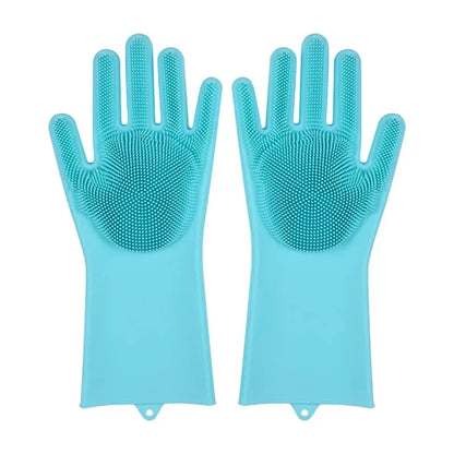 Silicone Dishwashing Gloves with Scrubber - Eco-Friendly Household Cleaning Tool