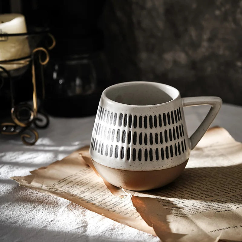 Ceramic Mug Hand Painted Large Capacity Retro Coffee Cup Fall 2025 Artisanal Breakfast Gift