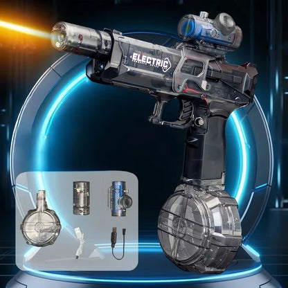 Electric Water Gun Self-Priming Pulse Blaster Kids Toy Summer 2025 Large Capacity Tank LED Lights