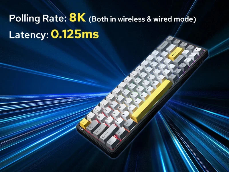 Mechanical Keyboard 68Key Wireless Bluetooth RGB Hall Effect