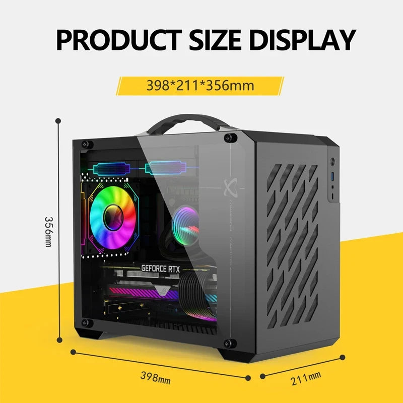 Mini ITX Case Glass Side 240mm Watercooling Portable