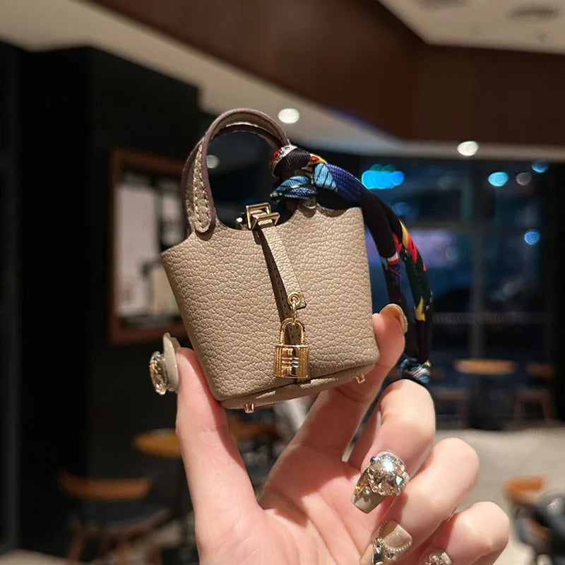 1+1 Free Birkin Inspired Mini Hand Bag - Basket Bag Charm