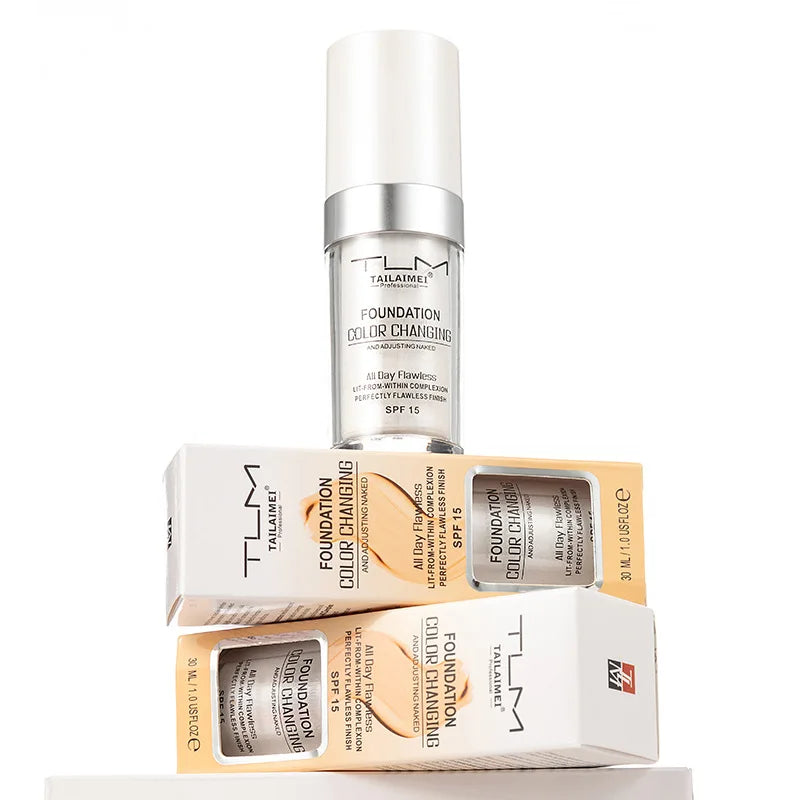 Color-Changing Liquid Foundation with SPF - Long-Lasting Waterproof Oil-Control Sunscreen Cream 30ml