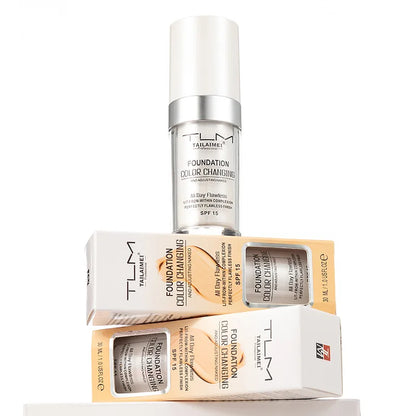 Color-Changing Liquid Foundation with SPF - Long-Lasting Waterproof Oil-Control Sunscreen Cream 30ml