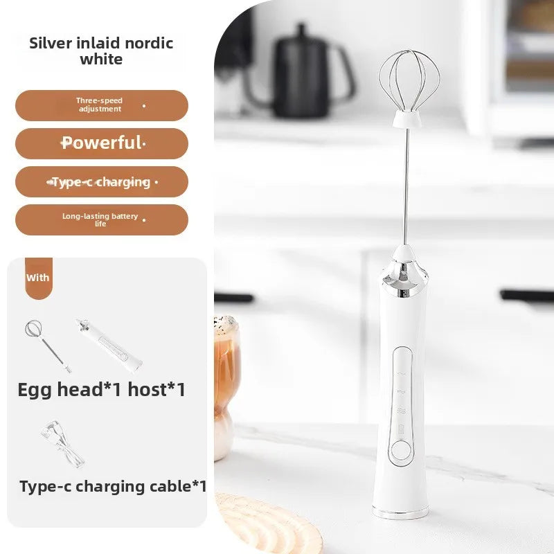 Electric Milk Frother Handheld 3 Speed USB Rechargeable with Whisk and Chopper, Back to School 2026 Gift