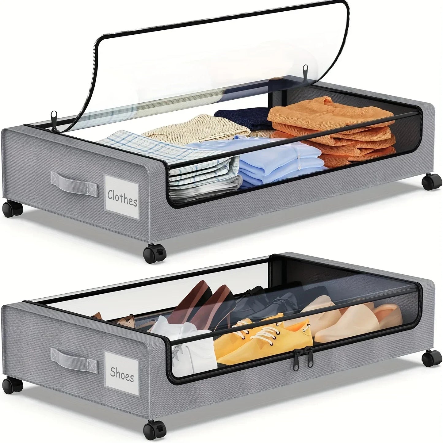 Underbed Storage Container With Wheels And Lid Pull Out Organizer Dorm Bedroom Back To School 2025 Space Saving