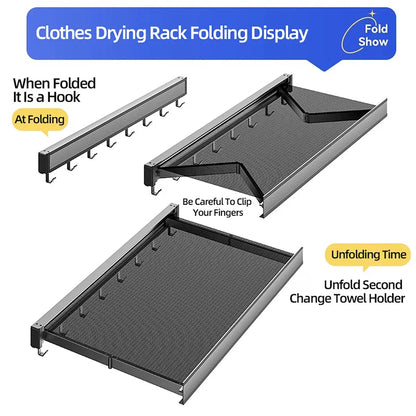 Foldable Clothes Rack Wall Mounted Drying Shelf Fall 2025 Balcony Bathroom Space Saving Corrosion Resistant