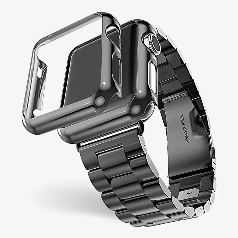 Stainless Steel Watch Band With Protective Case Secure Fit