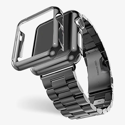 Stainless Steel Watch Band With Protective Case Secure Fit
