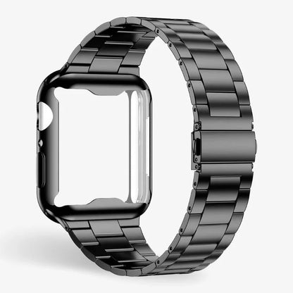 Stainless Steel Watch Band With Protective Case Secure Fit