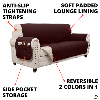 Couch Cover Furniture Protector With Side Pockets And Back Straps Reversible Colors Fall 2025 Pet Friendly