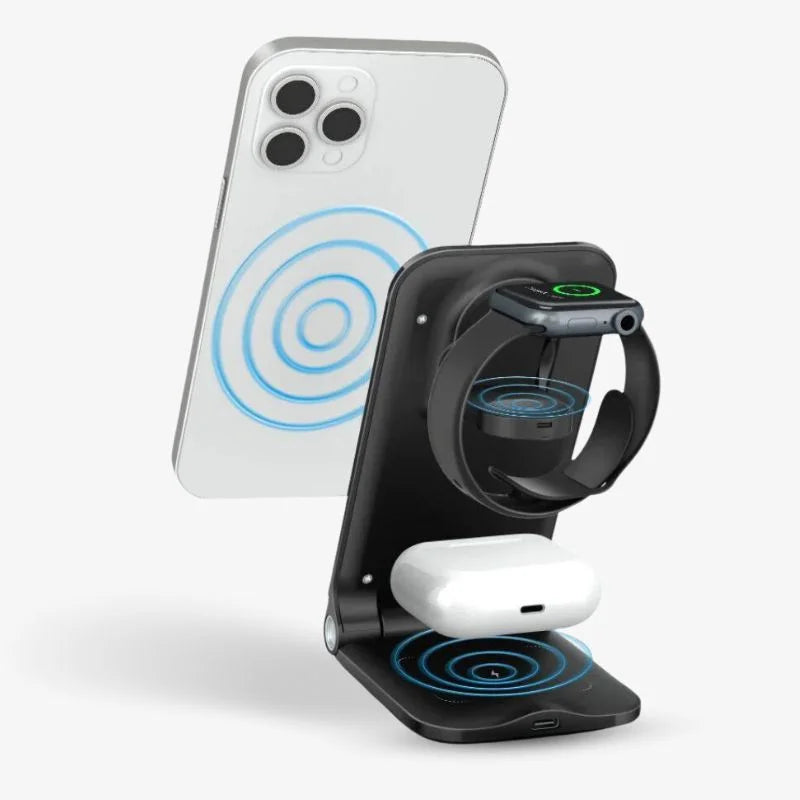 Wireless Charging Stand Foldable Desk Charger Space Saving