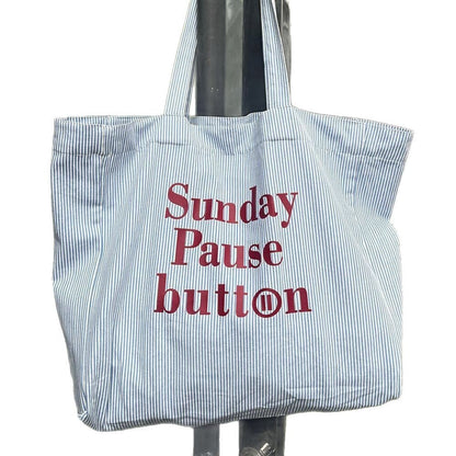 Oversized Unisex Tote Bag - striped, canvas, versatile everyday use for shopping and travel